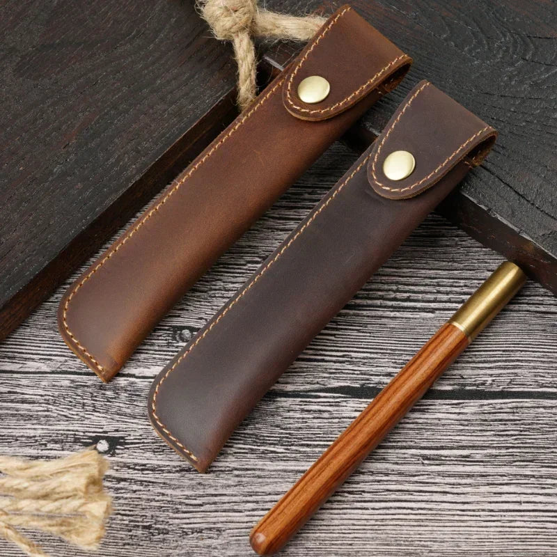 Fountain Pen Case Genuine Leather Handmade Pencil Bag Pen Cover Stationery Creative Protective Cover School Supplies