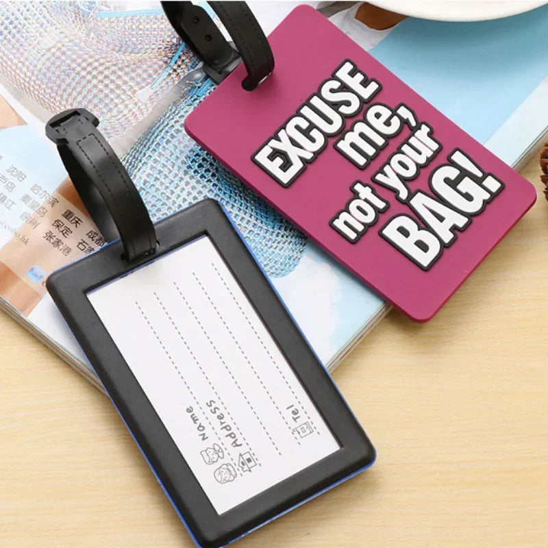 PVC ID Holder Tag Handbag Suitcase Cartoon Luggage Tag Letters Name Address Portable Travel Label Baggage Boarding Tag