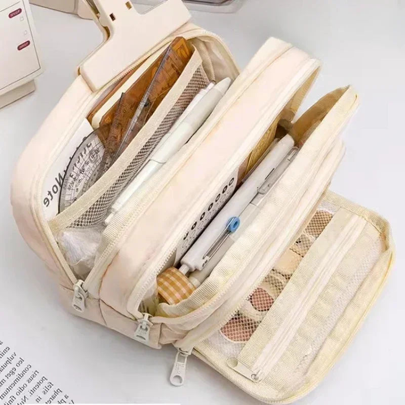 Dirty-proof Black Large Capacity Pencil Bag Aesthetic School Cases Stationery Holder Bag Boys and Girls Pen Case School Supplies