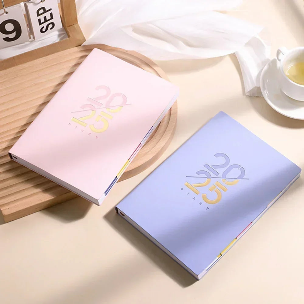 2025 Planner Notebook Monthly Calendar Diary Schedule Soft Leather Paper Office School Stationery