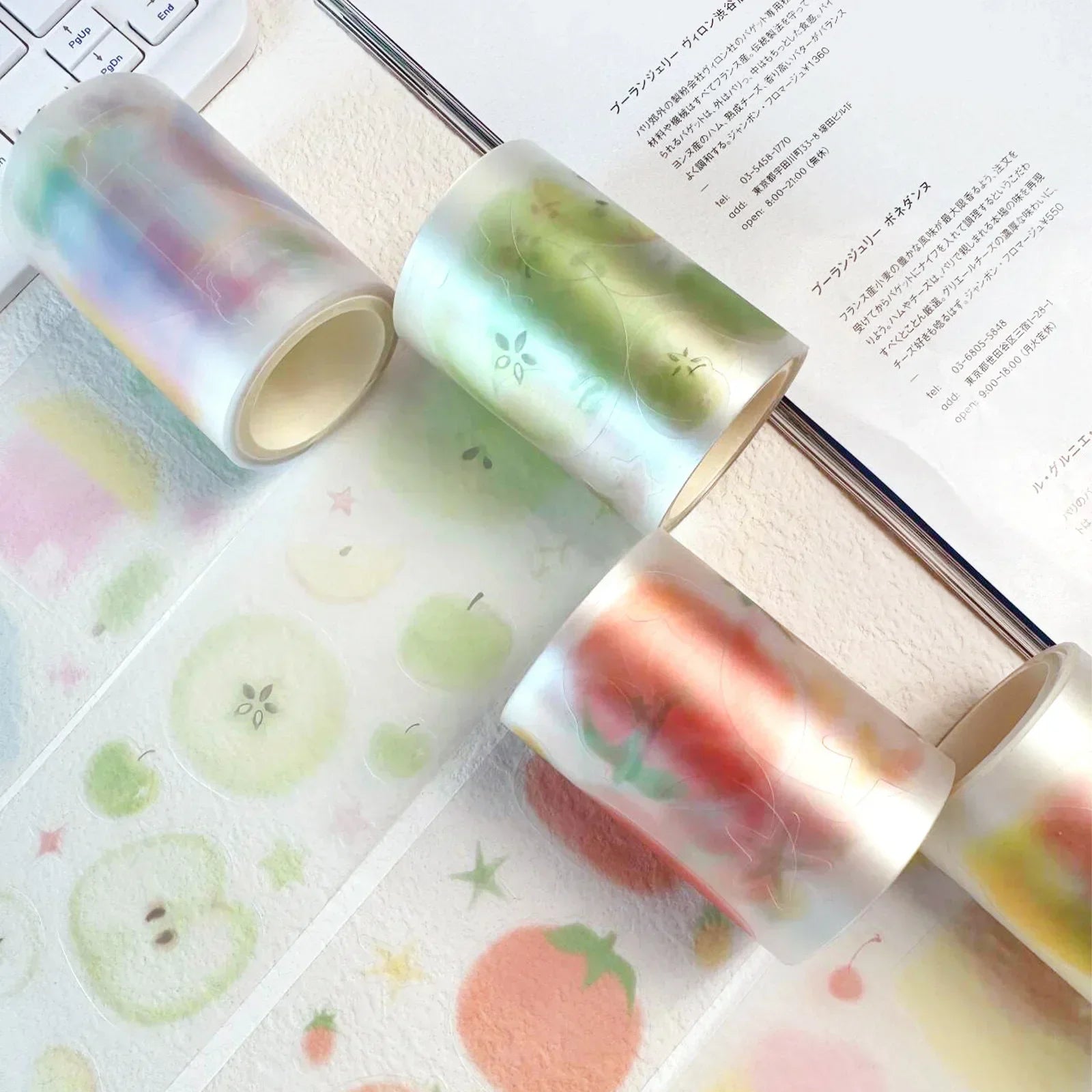 1 Roll Decorative Adhesive Tapes Sweet Cakess Fruit Junk Journal DIY Paper Korean Masking Scrapbooking Stickers Deco Tapes