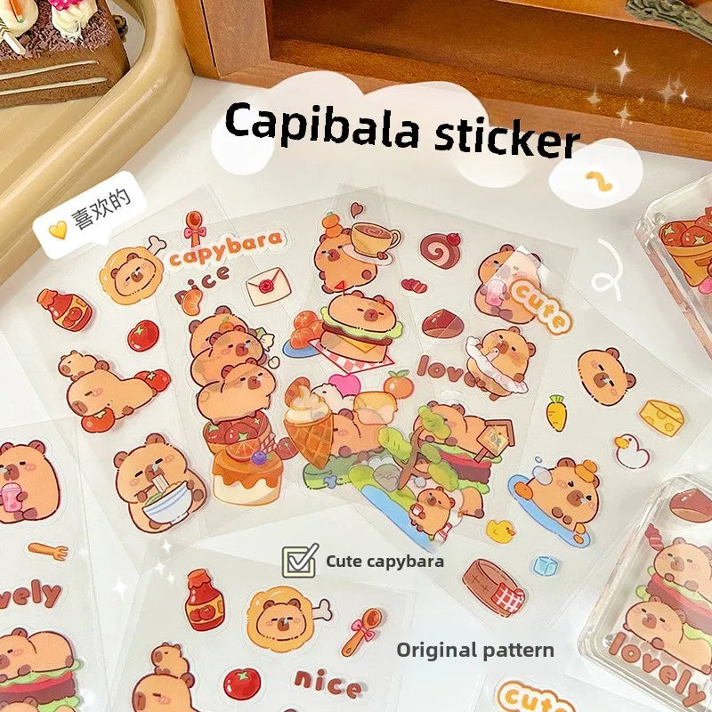 Kawaii Stationery Cute Capybara Stickers Hand Tent Hand Tent Decoration DIY Scrapbook School Supplies