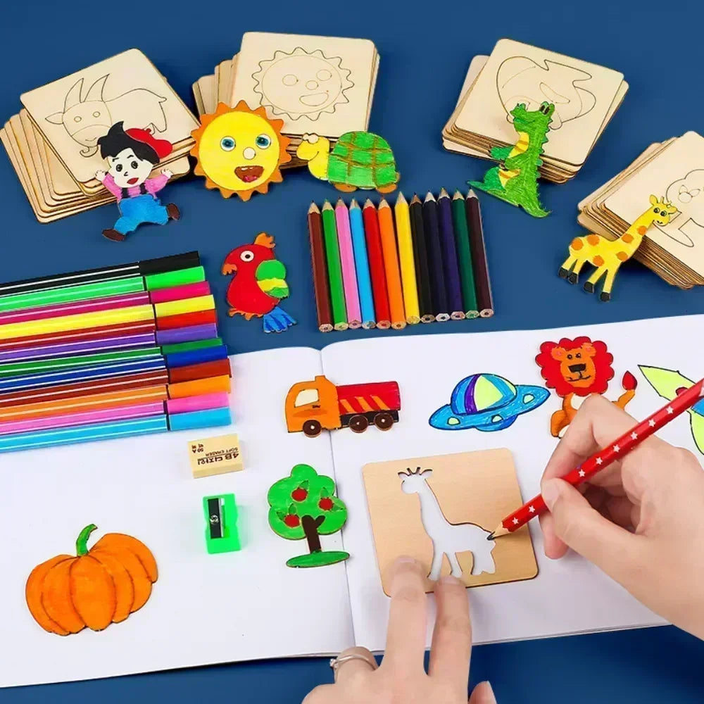 20pcs Drawing Set Tools Kindergarten Elementary School Students Beginner Doodle Painting Template Children Educational Toys